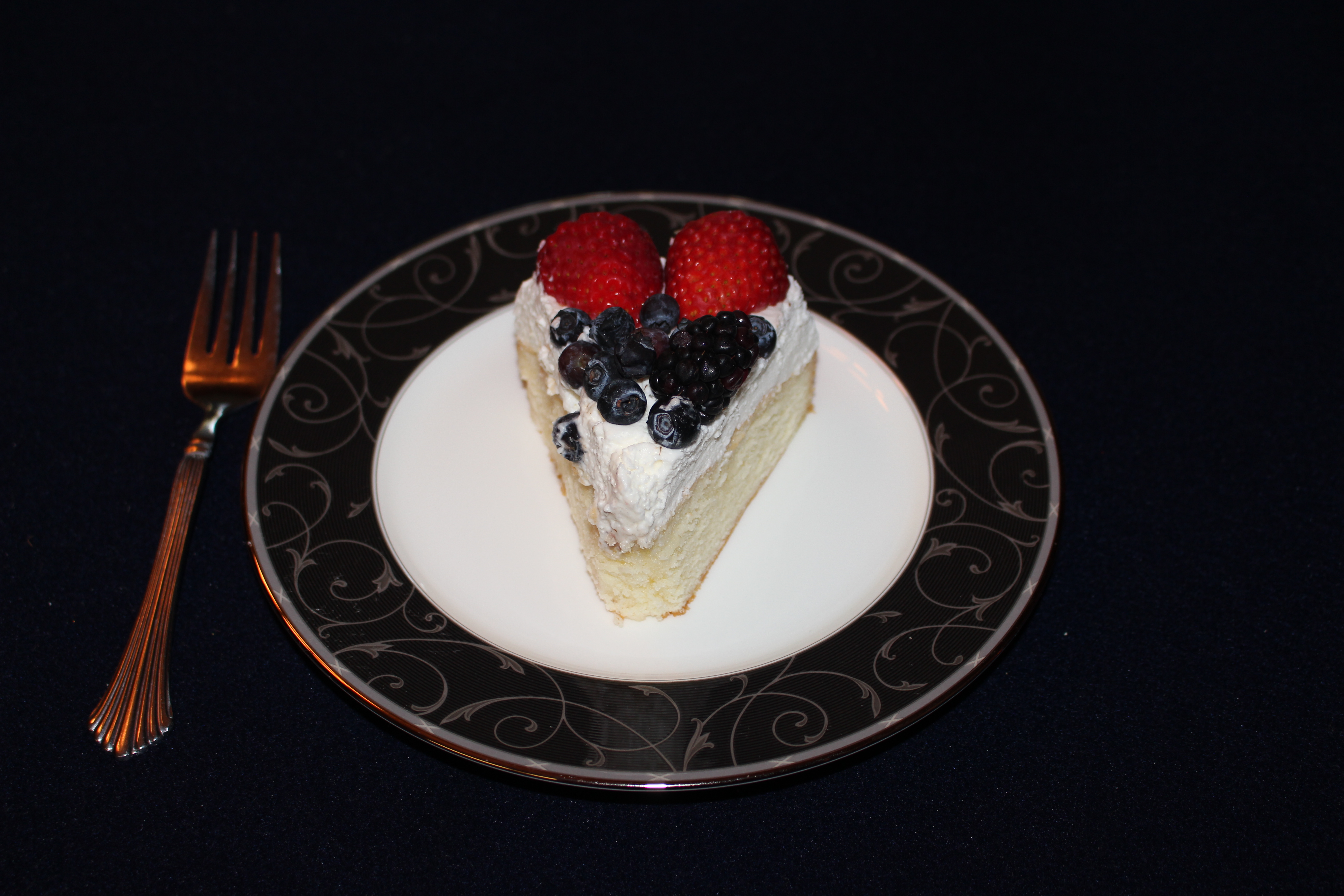 Cake With Strawberries and Raspberries