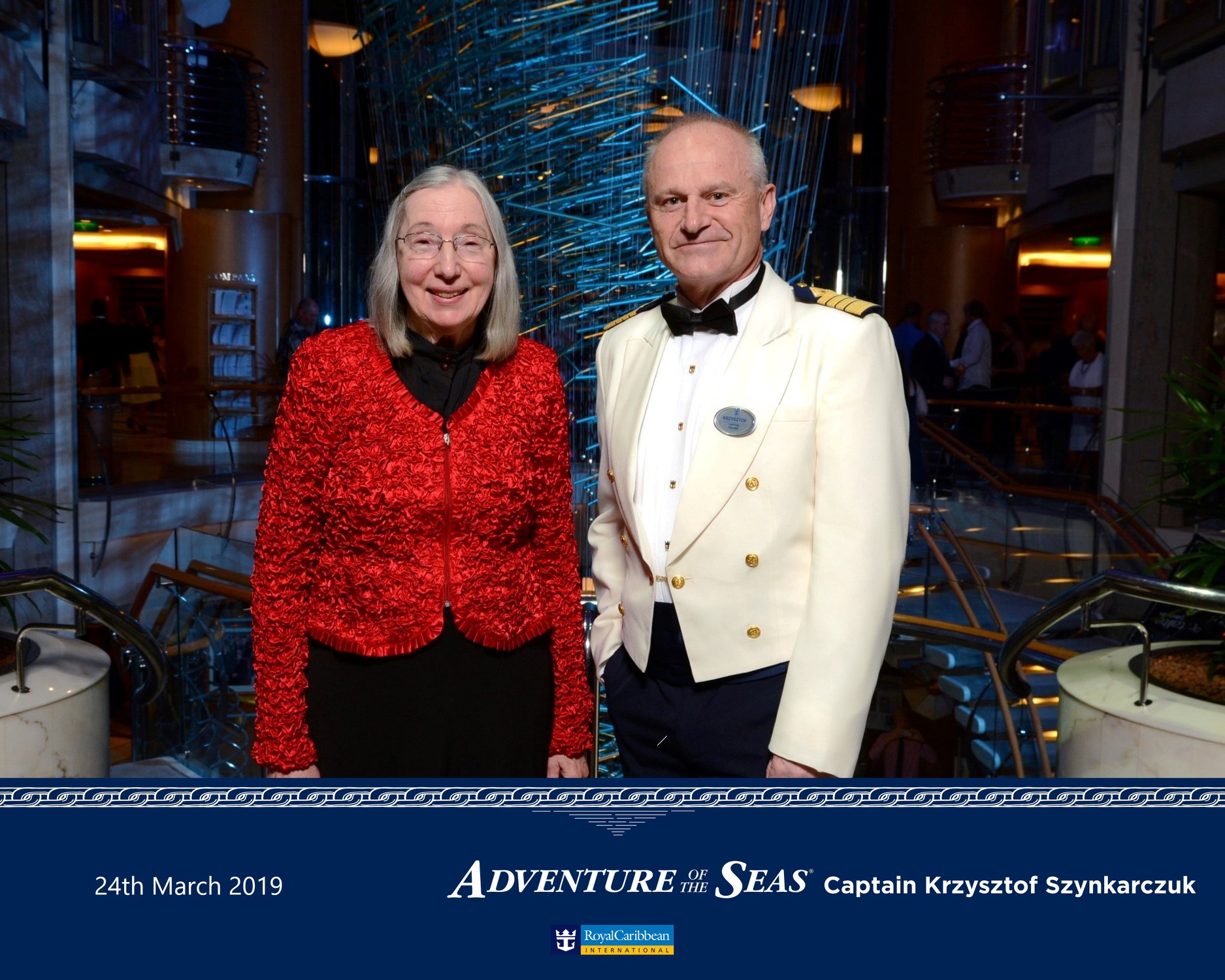 Cruise Passenger With Captain on Royal Caribbean Cruise Line Ship 