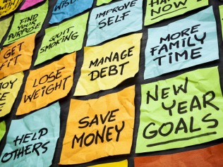 New Year's_Resolution for 2020 Stickies Pasted to Wall With Topic