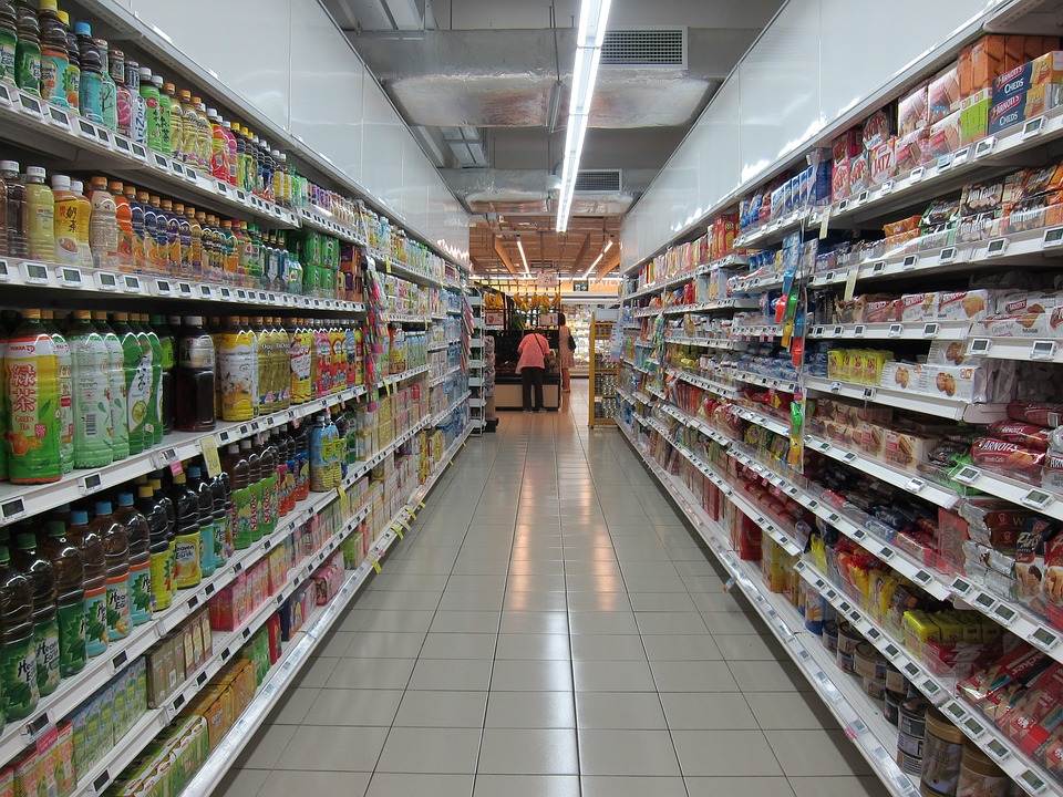 Grocery-store-With Grocery Cart in Distance