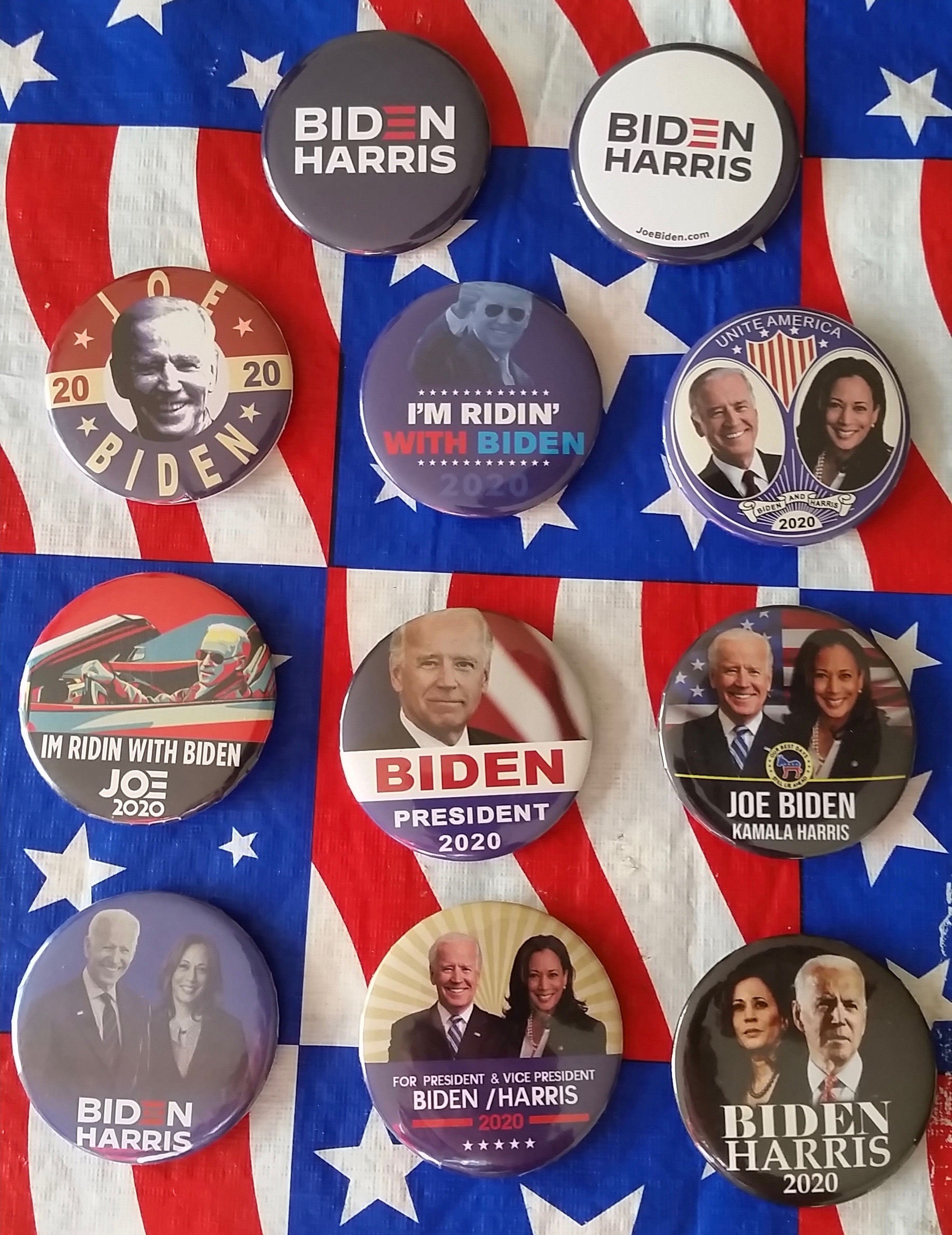 Biden-Harris Political Buttons New Plus Old 2