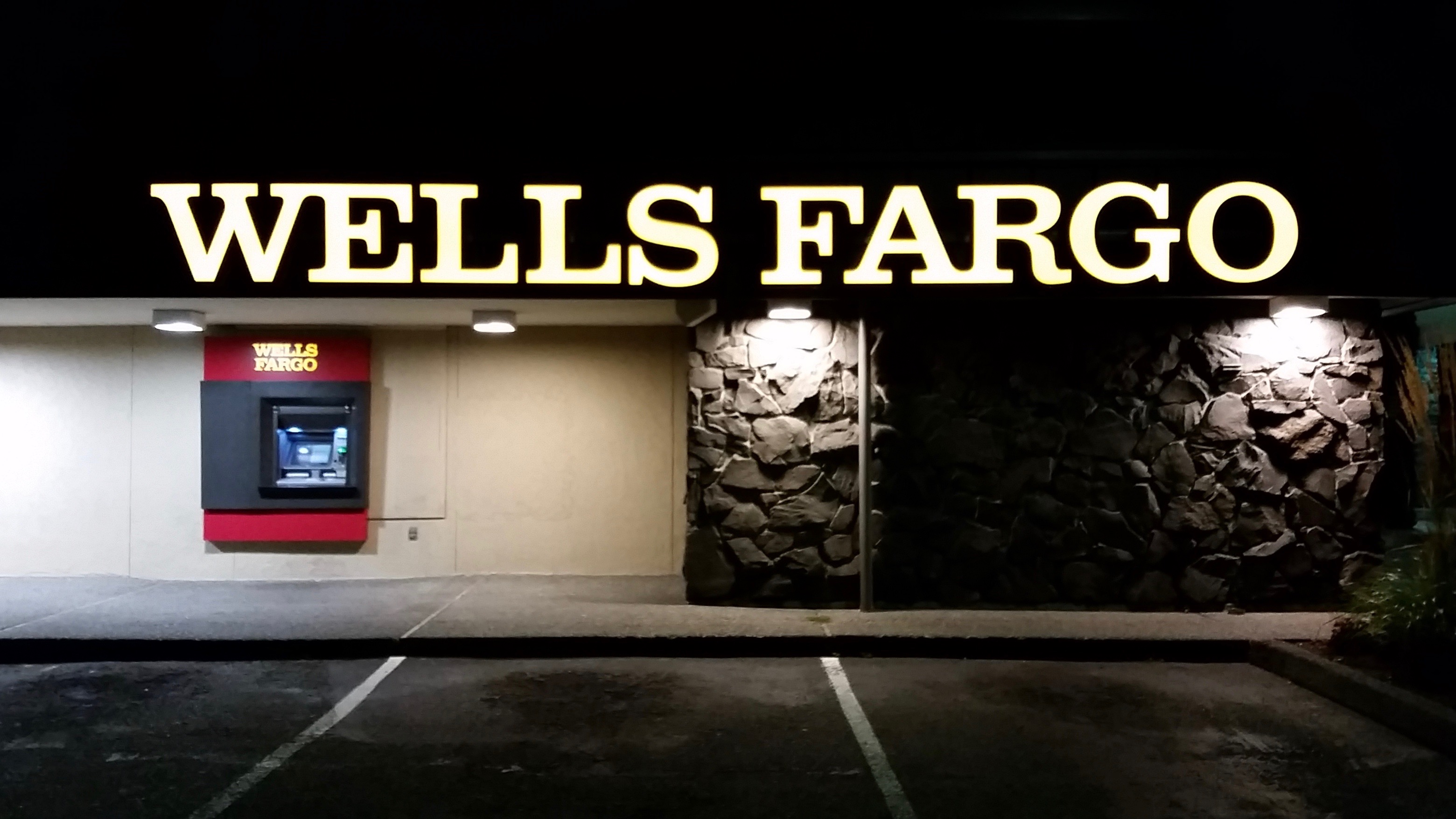Wells Fargo at Night Drive Up