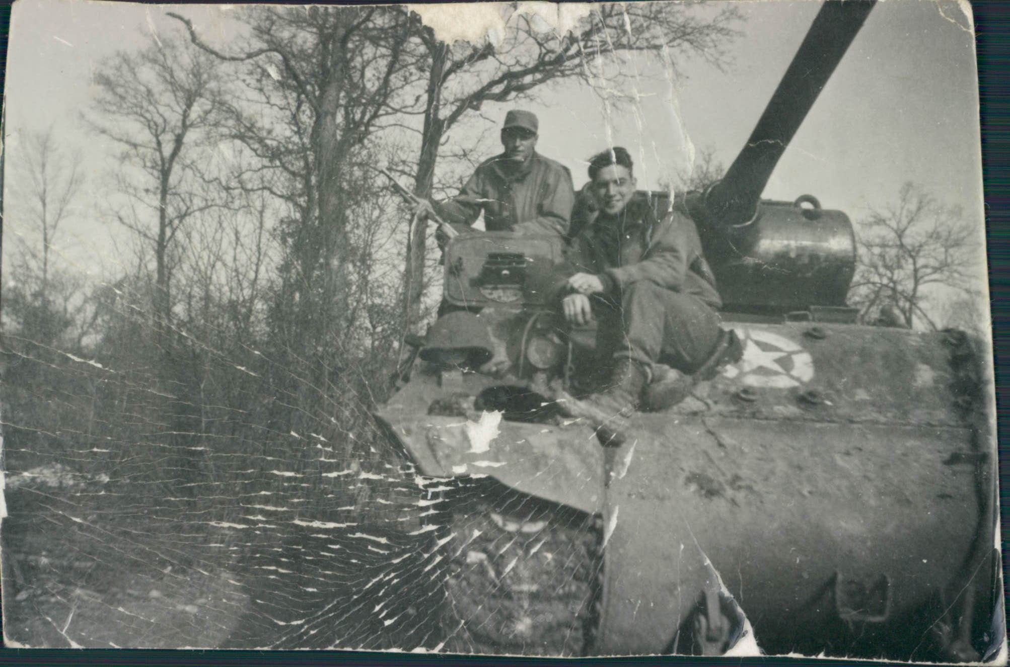Richard Telecky on Tank with Soldier World War II 1940s robinson0000092A