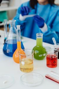 laboratory equipment on table