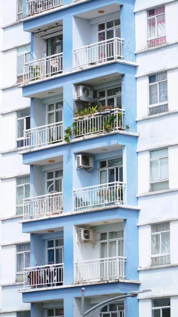 modern apartment building with balconies